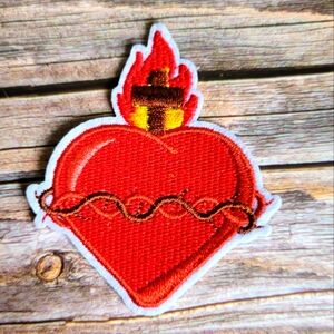 Sacred Heart Christian Catholic Jesus God 90'S Embroidered Iron on Patch